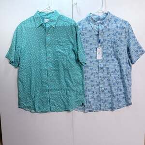 Lot of 2 Southern Tide Men's Short Sleeve Linen Blend Sport Shirts, Size M
